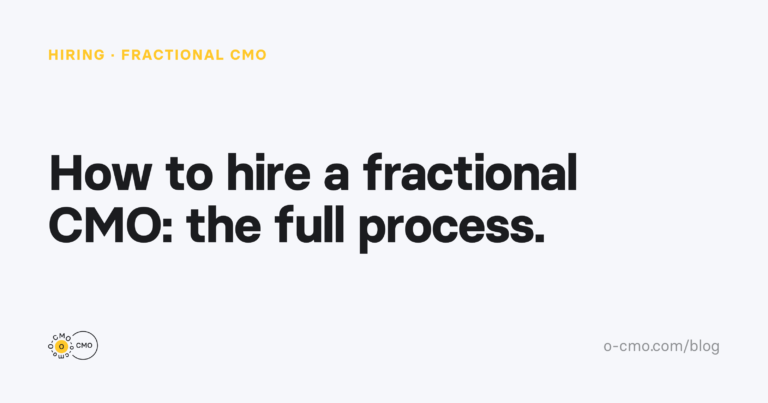 How to hire a fractional CMO, full process — O-CMO blog cover