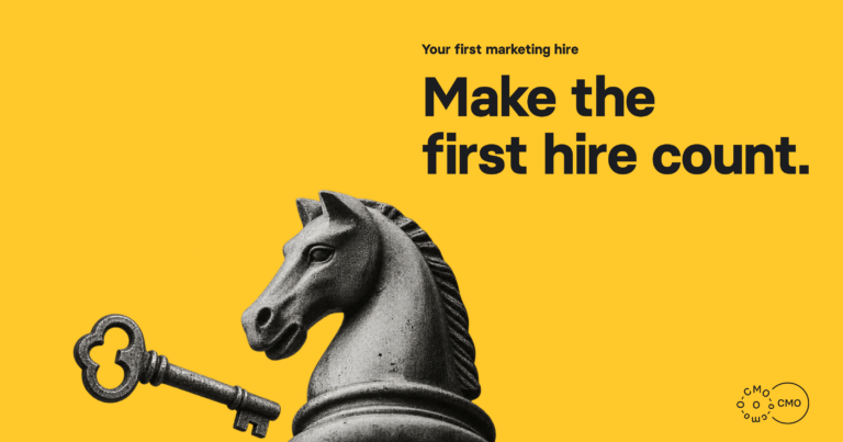Your First Marketing Hire: A Founder’s Decision Guide editorial collage